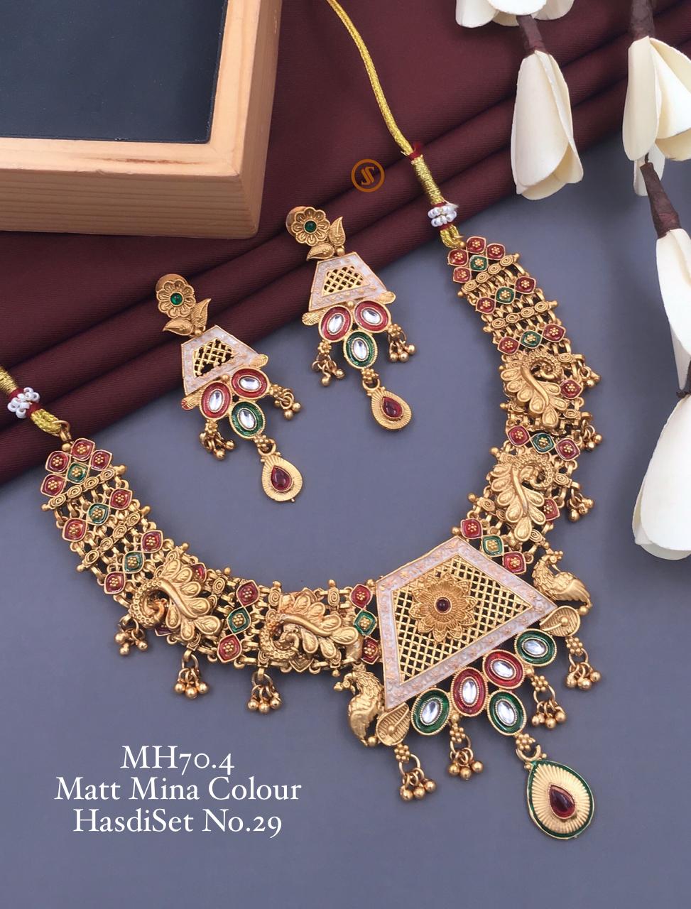 MH 70 Matte Mina Colour Hasadi Set Type Necklace Wholesale Export In India 
